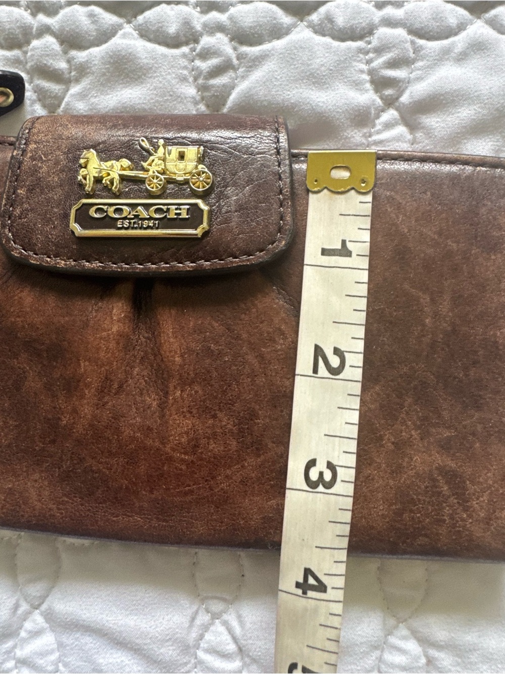 Coach Madison Brown Leather Wallet Gold Horse & Carriage Pink Interior **FAIR** - Picture 10 of 10